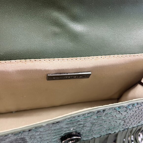 Animal Print Embossed W/ Fringe /Tassel Crossbody Bag - Boho Style - Green - NWT - Picture 11 of 11